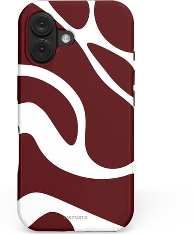 Casetastic hoesje geschikt voor Apple iPhone 16 - MagSafe - Dubbellaagse bescherming - Bordeaux Swirl - Fashion Case - Bordeaux Wit