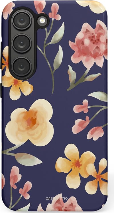 Casetastic Hoesje Geschikt voor Samsung S23 - Stijlvolle Beschermende Duo-layer Case - Bloesemnacht Marine