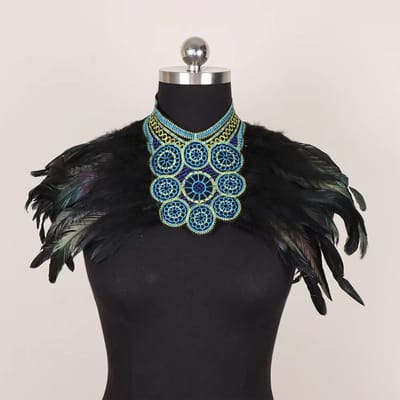 Gotische Punk Harness Riem met Uitgesneden Design en Sjaal met Kunstveren, voor Avondje Uit, Weekend Casual, Feestelijk Feest Accessoire One Size&Other black