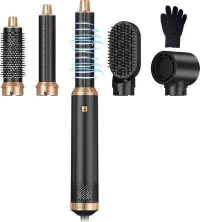 5-in-1 Multistyler Föhnborstel – Krultang + Stijltang + Airstyler – Voor Glad & Volume Haar – Inclusief Opbergdoos – 360° Kabel-zwart