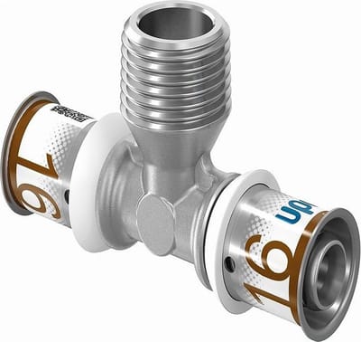 Uponor S-Press T-stuk - 16 x 1/2 buitendraad x 16 mm pers