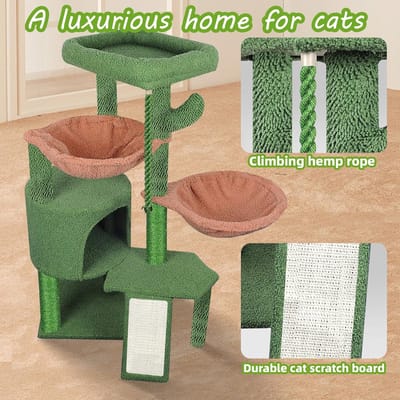 Famanu - Krabpaal met klimroutes, kattenmeubel met speeltouwen en hangmat