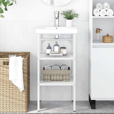 vidaXL - Wastafelframe - 40x38x83 - cm - ijzer - wit