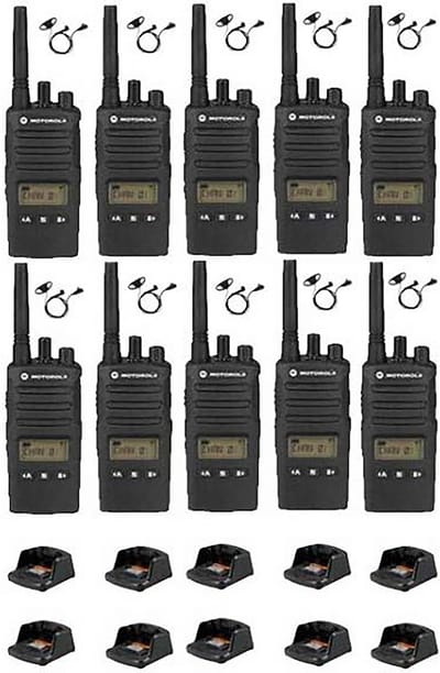 Set van 10 Motorola XT460 IP55 PMR446 met D-shape oortje M1 2-Pins en tafellader