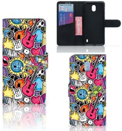 Nokia 1 Plus Wallet Case met Pasjes Punk Rock