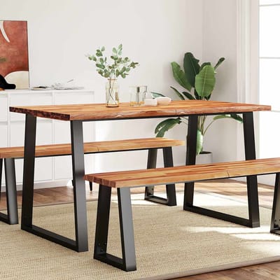 vidaXL - Eettafel - met - natuurlijke - rand - 140x80x75 - cm - massief - acaciahout