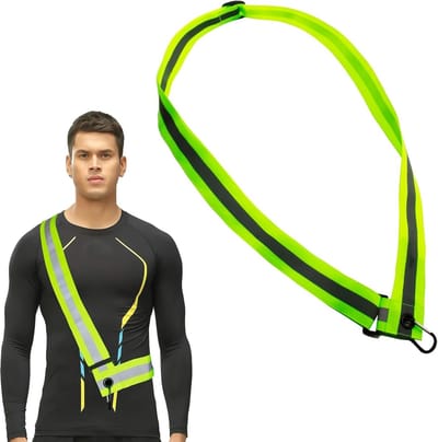 Verstelbare Reflecterende Rugband voor Wandelen en Hardlopen, Hoogzichtbaar met Tas en Karabijnhaak, Ideaal voor Fietsen en Hiken