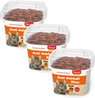 Sanal Anti-Hairball Bites - Kattensnack - 3 x 75 g