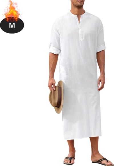Nivard Islamitische Kleding - Djellaba Heren - Moslim Kleding - Arabisch Mannen Kaftan - Alhamdulillah - Wit M