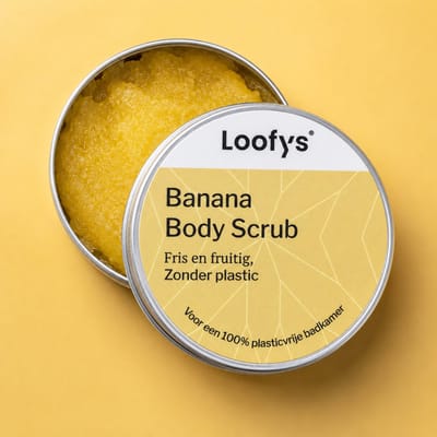 Loofys Body Scrub Banana - Natuurlijke & Exfoliërende Lichaamsscrub - Plasticvrij, Vegan & Duurzaam - Herbruikbaar Blikje - 150g
