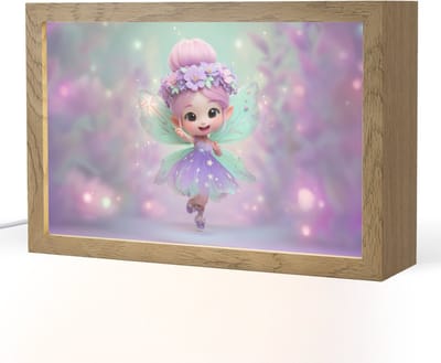 Nachtlampje 30x20 cm - Kinder lampje - Fee - Paars - Sprookje - Tafellamp kinderkamer - Slaapkamer lamp - Bedlamp kinderen - Kinderlampje stopcontact - Wandlamp babykamer - Nachtlampjes