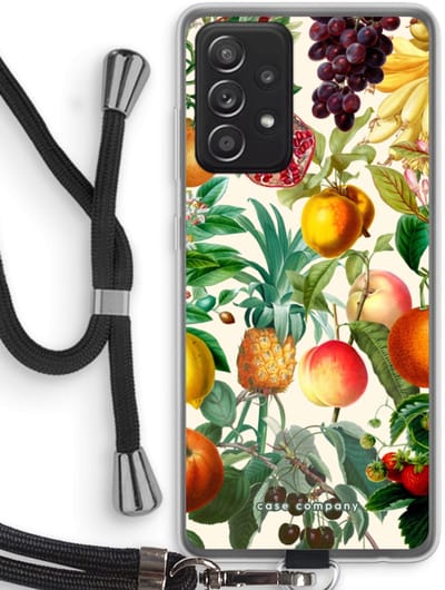Case Company® - Hoesje met koord geschikt voor Samsung Galaxy A52s 5G hoesje met Koord - Classic Flora - Telefoonhoesje met Zwart Koord - Bescherming aan alle Kanten en Over de Schermrand