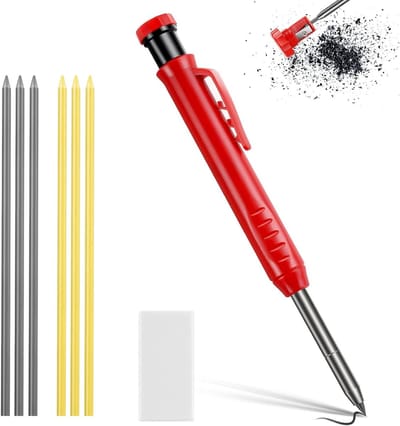Mechanische Potloden Set voor Houtbewerking, inclusief Slijper en 6 Vulpen Leads, Ideaal voor Constructie, Metaal en Steenbewerking