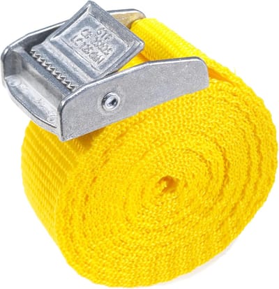 Hefriemen Nokkengesp - Spanband Rekband - Bagage Beveiligen - Geproduceerd in VK - 500mm x 25mm - Geel