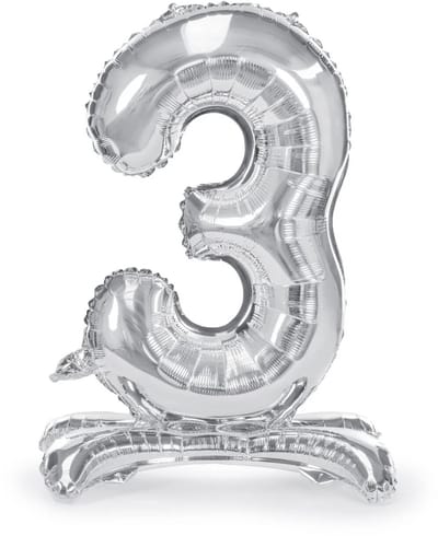 Folieballon staand 3 jaar zilver