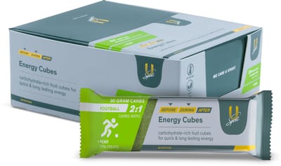 U-Sport Energy Cubes Football - Pear - 30g Koolhydraten - 12 zakjes - Voetbal Energie - Peer