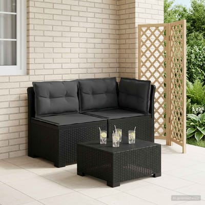vidaXL - Twee-zits - Tuin - Sofa - met - Kussens - Rieten - Look - 2-zits - PP - Antraciet