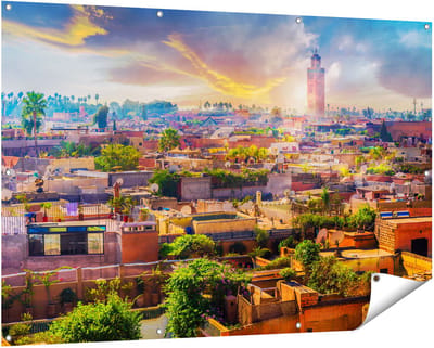 Gards Tuinposter Medina van Marrakesh in Marokko - 150x100 cm - Tuindoek - Tuindecoratie - Wanddecoratie buiten - Tuinschilderij