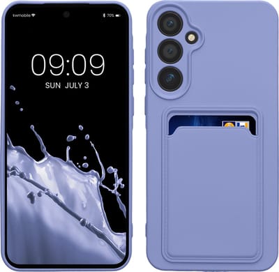 kwmobile telefoonhoesje geschikt voor Samsung Galaxy A55 5G - Hoesje met pasjeshouder - TPU case in lavendel