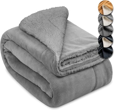 Dik Fluffy Winter Fleece Plaid 150x200 cm - Warm Sherpa Deken voor Bank en Bed in Lichtgrijs
