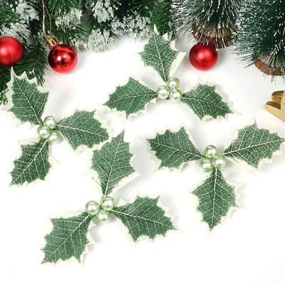 5/10/20 stuks Kerst Hulstbessen met Groene Bladeren DIY Krans Kunstmatige Nepbloemen Rode Bes Decor Voor Kerstboom Nieuwjaar 5Pcs
