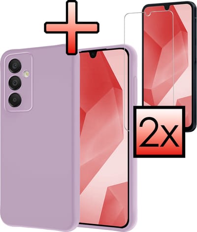 Hoesje - Met 2x Screenprotector - Geschikt voor Samsung Galaxy A16 - Sterk & Shockproof - Back Cover - Siliconen Case - Telefoon Hoes - Lila
