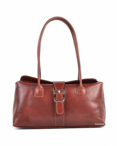 Giuliano klassieke handtas Mona - Kastanje bruin - Dames - Made in Italy