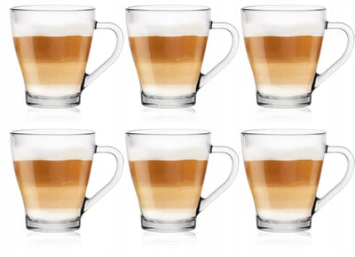 HUGO Glazen met oor voor koffie, latte, thee - 360ml (6 stuks)