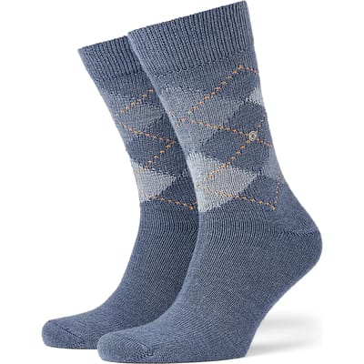 Burlington Preston gedessineerd materiaal sokken heren blauw - maat 40-46