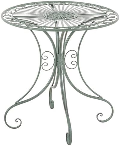 Ronde bijzettafel voor tuin en terras in Art Nouveau stijl - Smeedijzeren bistrotafel met sierlijke decoraties