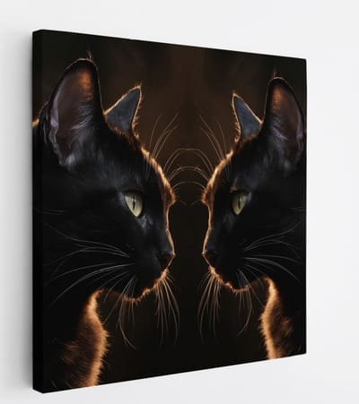 Saammp Canvas Schilderij - 2 katten - Natuur - Dieren - 20x20 - Foto op canvas - Wanddecoratie - Muurdecoratie Woonkamer - Slaapkamer decoratie - Canvas Print