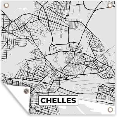 Tuin poster Frankrijk - Plattegrond - Kaart - Chelles - Stadskaart - 200x200 cm - Tuindoek