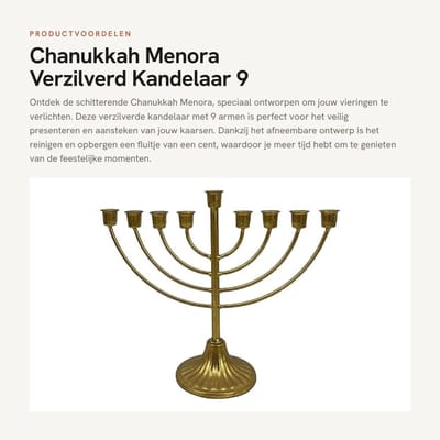 Dailygoods- Menora 9 armen - Kandelaar voor Chanukka - Vintage ijzerconstructie - Goudkleurige afwerking - Afneembaar ontwerp - Veilig en stabiel