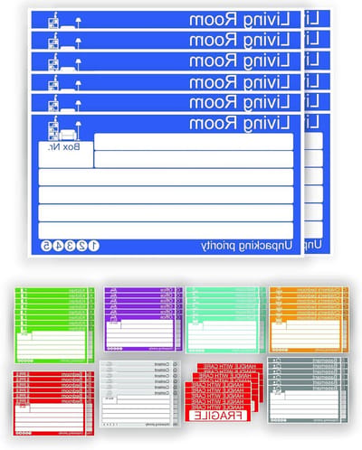 Verhuisdozen Stickers - Verhuisstickers Etiketten - Dozen Markeren - Inclusief Fragile Etiketten - 15 x 8 cm - Col 001