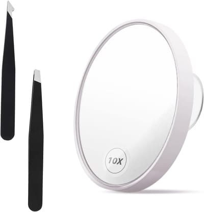 10x Vergrootspiegel Rond met Zuignappen en Precisie Pincet Set - Ideaal voor Make-up en Precisiewerk