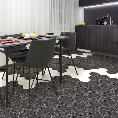 Antislip vloerstickers met beschermlaag - PETROSINO TERRAZZO TEGELS - 40x90cm - 10 zeshoekige stickers 20x18cm