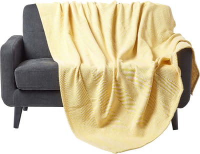 Homescapes Bedsprei Halden met chevronpatroon, geel/wit, 225 x 255 cm