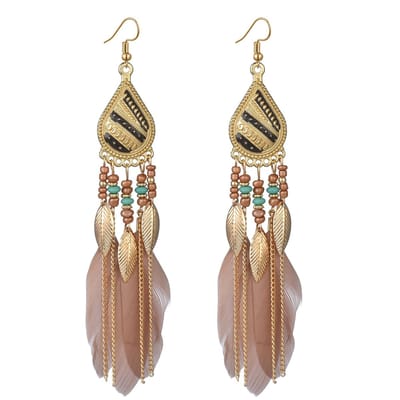 Jomide Oorhangers Ethnisch - Veer - Lang - Roze - 1