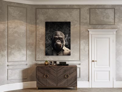 Poster op Hoge kwaliteit pvc - 60x90cm (zonder frame) - Wall street Art Monkey - Wanddecoratie - Canvas - Gorilla Graffiti wallpaper - Uniek design
