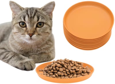 NTH products- Kattenschaal 10 stuks - Platte Kattenvoerbak - Ronde Eetbak - Milieuvriendelijk PP-Materiaal - Antislip Onderkant - Comfortabel voor Kittens - Voerbak