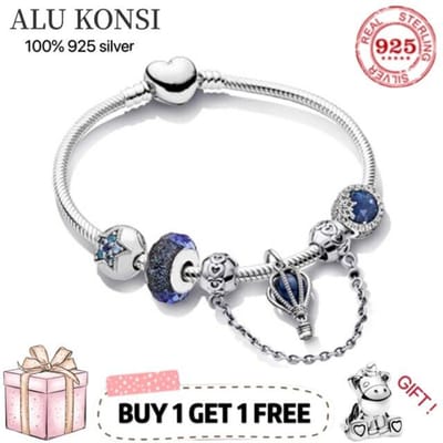 Echt 100% 925 Sterling Zilver Pan Armband Ster Serie Slangenketting Bedel Bangle Past op Originele Bedels Voor Vrouwen Doe-het-zelf Sieraden 20cm
