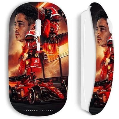 Souris sans fil - Maniacase - Charles Leclerc F1 Ferrari - Optique - USB - Blanche