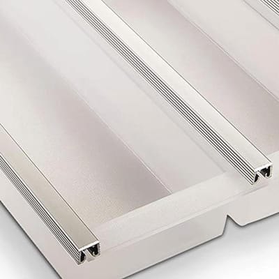Bestekbak 900 mm voor la met translucente kunststof en aluminium