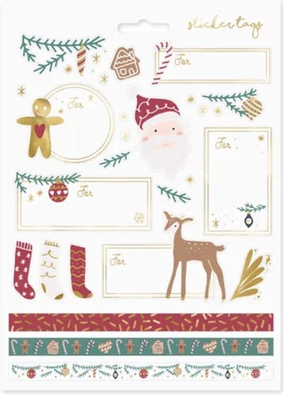 Kerst Cadeaulabels Santa mix