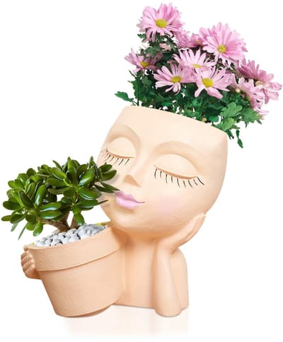 Unyqoos® Decoratieve plantenbak met vrouwelijk gezicht voor binnen en buiten gebruik