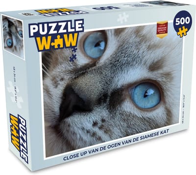 Puzzel Close up van de ogen van de Siamese kat - Legpuzzel - Puzzel 500 stukjes