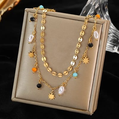 Sorprese Ketting - Sunshine - Goudkleurig - Ketting Dames - 45 cm - Cadeau - Model W