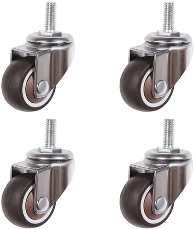Mini-meubelwielen met Schroefdraad M8 x 20 mm - Rubberen Zwenkwielen voor Meubels en Kleine Wagen - Set van 4, Draagkracht 80 kg