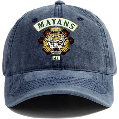 Zomer Mayans Mc Baseballpet Verweerde Petten Pet Mannen Retro Buiten Zomer Verstelbaar Motorclub Mayans Hoed Adjustable blue