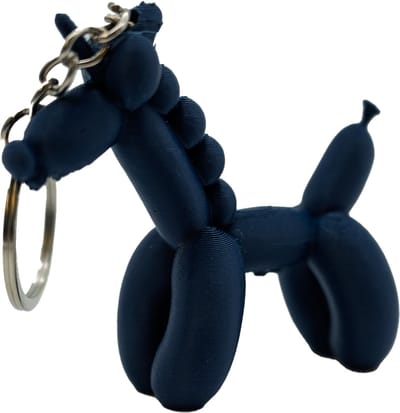 Eenhoorn ballon hond sleutelhanger - Donker blauw - 3d geprint - Cadeau dierenliefhebber – Sleutelhanger dier – 6cm